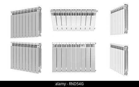 Le rendu 3D. Radiateurs de chauffage central avec de nombreuses sections. Banque D'Images