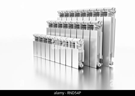 Le rendu 3D. Radiateurs de chauffage central avec de nombreuses sections. Banque D'Images