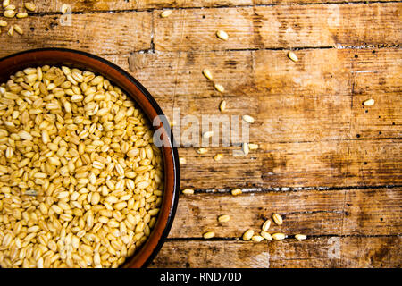 La direction générale du blé sur une table en bois, l'agricoulture abstract Banque D'Images