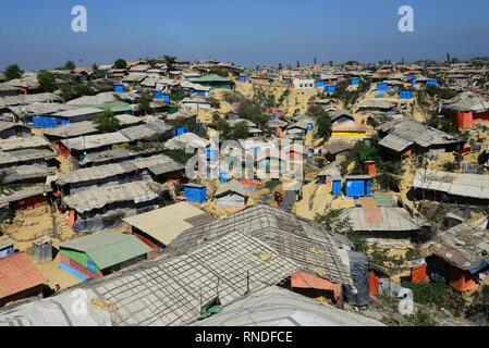 Vue d'Balukhali dans le camp de réfugiés rohingyas Ukhia, Cox's Bazar (Bangladesh). 02 Février, 2019 Banque D'Images