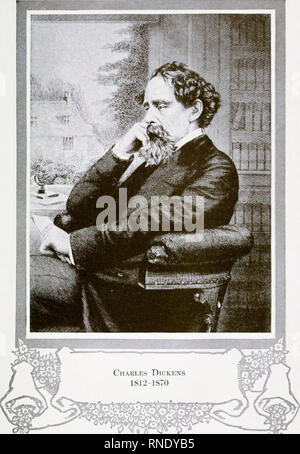 Charles Dickens, portrait, assis, 19e siècle Banque D'Images