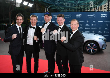 Monaco, Monaco. 16Th Jun 2019. De gauche à droite (Felix Gottwald Laureus Ambassadeur), Nico Rosberg, Axel Schulz (Ambassadeur du Laureu), Thomas Morgenstern (Ambassadeur Laureus), Fabian Wybergena chen (Ambassadeur Laureus). GES/Général/Sports Laureus World Sports Awards 2019, 18.02.2019 Sports : Laureus World Sports Awards 2019, le 18 février 2019 | Conditions de crédit dans le monde entier : dpa photo alliance/Alamy Live News Banque D'Images
