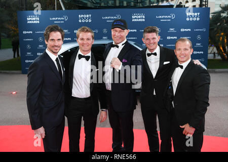 Monaco, Monaco. 16Th Jun 2019. De gauche à droite (Felix Gottwald Laureus Ambassadeur), Nico Rosberg, Axel Schulz (Ambassadeur du Laureu), Thomas Morgenstern (Ambassadeur Laureus), Fabian Wybergena chen (Ambassadeur Laureus). GES/Général/Sports Laureus World Sports Awards 2019, 18.02.2019 Sports : Laureus World Sports Awards 2019, le 18 février 2019 | Conditions de crédit dans le monde entier : dpa photo alliance/Alamy Live News Banque D'Images