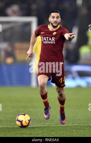 Rome, Italie. Feb 18, 2019. Konstantinos Manolas de que les Roms au cours de la Serie une correspondance entre les Roms et Bologne au Stadio Olimpico, Rome, Italie le 18 février 2019. Photo par Giuseppe maffia. Credit : UK Sports Photos Ltd/Alamy Live News Banque D'Images