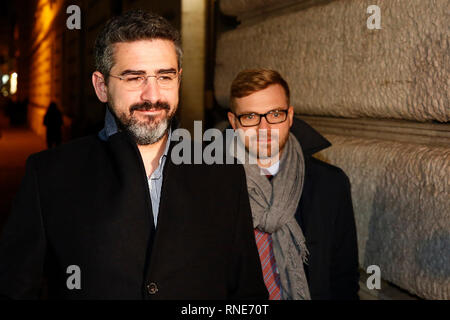 Rome, Italie. Feb 18, 2019. Foto Vincenzo Livieri - LaPresse 18-02-2019 - Roma Politica Assemblée congiunta dei parlamentari del M5s. Nalla foto Riccardo Fraccaro Photo Vincenzo Livieri - LaPresse 18-02-2019 - M5s la politique de Rome. Dans l'image Riccardo Fraccaro Crédit : LaPresse/Alamy Live News Banque D'Images