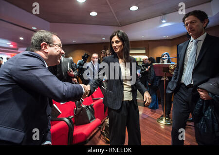 Foto Valerio Portelli/LaPresse 19-02-2019 Roma, Italia Maligna arte di inaugurazione dell'Anno Giudiziario del TRE Politica Nella Foto : Stefano Candiani, Virginie Raggi, Stefano Castiglione Photo Valerio Portelli/LaPresse 19 février 2019 Rome, Italie la cérémonie d'ouverture de l'année judiciaire de goudron de la politique à la pic : Stefano Candiani, Virginie Raggi, Stefano Castiglione Banque D'Images