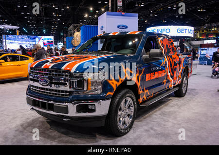 Chicago, Illinois, USA - 10 Février 2019 : voiture officielle de l'équipe de football Chicago Bears. Banque D'Images