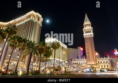 La nuit vue du Venetian Las Vegas, Nevada, United States. Banque D'Images