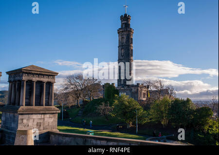 Avis de Nelson monument à Calton Hill. Édimbourg. L'Ecosse Banque D'Images