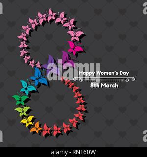 Bonne journée de la femme carte de vœux. Carte postale en stock vector 8 mars Illustration de Vecteur