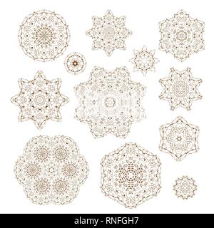 Vector set de cercles dans un style oriental. Des éléments isolés sur un fond blanc pour concevoir des bannières, des couvertures et des cartes de vœux. Illustration de Vecteur