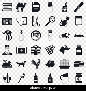 Maladie vétérinaire icons set, le style simple Illustration de Vecteur