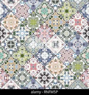 Résumé des tendances dans l'ensemble de la mosaïque. Morceaux carrés dans un style oriental. Vector illustration. Idéal pour l'impression sur tissu ou papier. Illustration de Vecteur