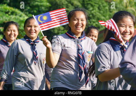 Malaysia-August Sabah Kiulu 30, 2016:d'étudiants ont marché pendant l'état de célébration du jour de l'indépendance de la Malaisie de l'indépendance célébré un mois. Banque D'Images