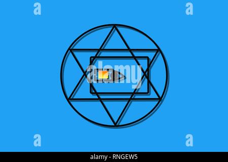 Carte SIM All Seeing Eye cercle de l'éternité en observant tous les gens symbole Banque D'Images