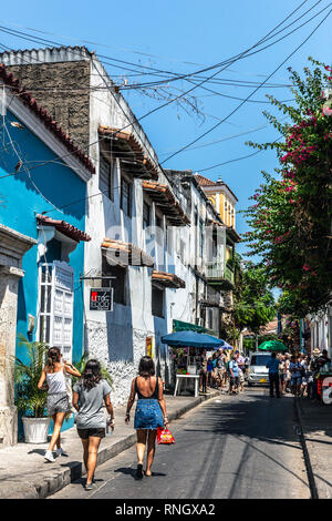 Calle del Pozo, Barrios Getsemaní, Cartagena de Indias, Colombie. Banque D'Images