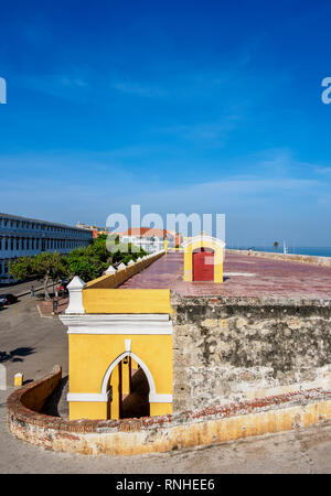 Les voûtes, les murs de la vieille ville, la Plaza de Las Bovedas, Carthagène, Colombie, Département de Bolivar Banque D'Images