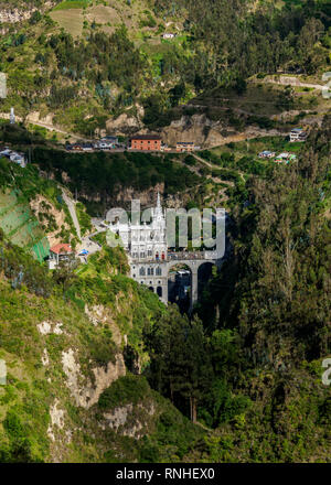 Sanctuaire de Las Lajas, elevated view, Departmant de Narino, Colombie Banque D'Images