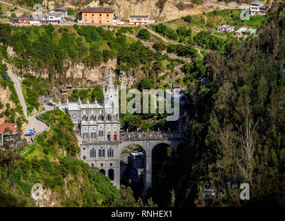 Sanctuaire de Las Lajas, elevated view, Departmant de Narino, Colombie Banque D'Images