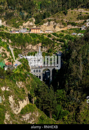 Sanctuaire de Las Lajas, elevated view, Departmant de Narino, Colombie Banque D'Images