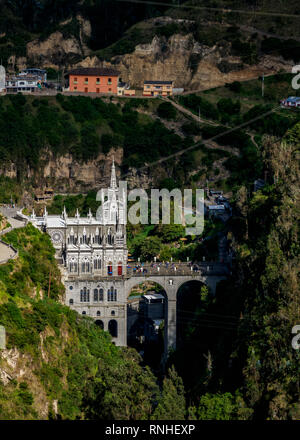 Sanctuaire de Las Lajas, elevated view, Departmant de Narino, Colombie Banque D'Images