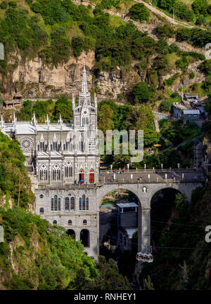 Sanctuaire de Las Lajas, elevated view, Departmant de Narino, Colombie Banque D'Images