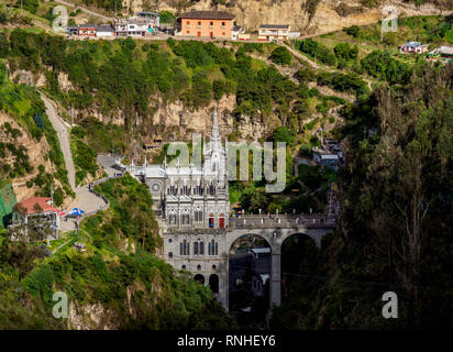 Sanctuaire de Las Lajas, elevated view, Departmant de Narino, Colombie Banque D'Images