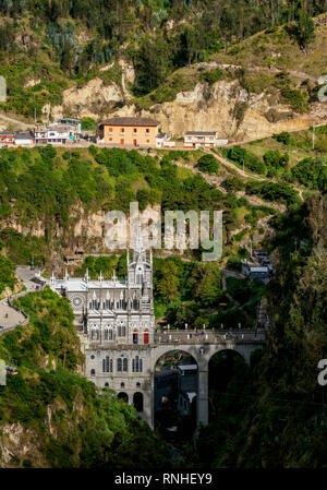 Sanctuaire de Las Lajas, elevated view, Departmant de Narino, Colombie Banque D'Images