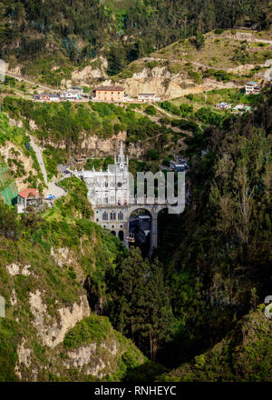 Sanctuaire de Las Lajas, elevated view, Departmant de Narino, Colombie Banque D'Images