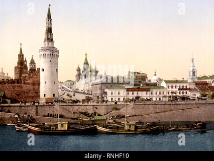 Le Kremlin vers la Place Rouge, Moscou, Russie ca. 1890-1900 Banque D'Images