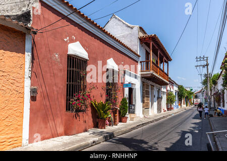 Maisons anciennes dans le Barrio Getsemaní, Cartagena de Indias, Colombie. Banque D'Images