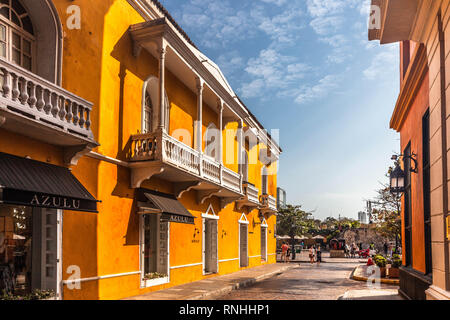 Vieille ville d'architecture coloniale espagnole, Cartagena de Indias, Colombie. Banque D'Images