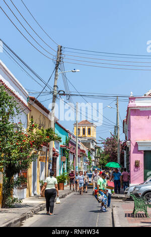 Calle del Pozo, Barrios Getsemaní, Cartagena de Indias, Colombie. Banque D'Images