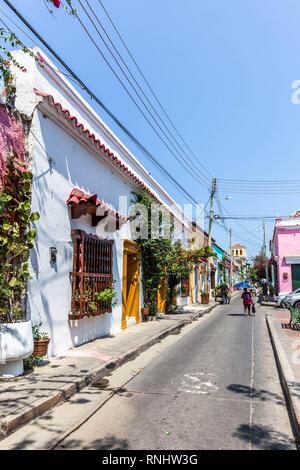 Calle del Pozo, Barrios Getsemaní, Cartagena de Indias, Colombie. Banque D'Images