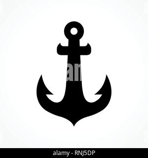 Silhouette vecteur noir d'Anchor, Style symbole pour l'icône, une vignette ou un élément du logo couleur noir isolé sur fond blanc. Illustration de Vecteur