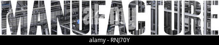 Inscription "fabrication" isolé sur fond blanc Banque D'Images