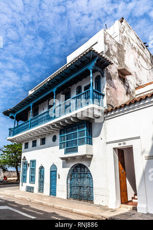 L'architecture coloniale espagnole, Cartagena de Indias, Colombie. Banque D'Images