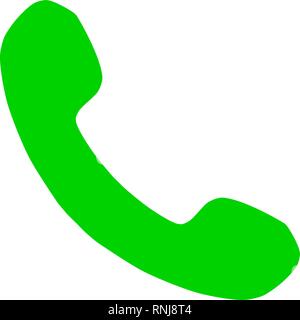 Symbole de téléphone icône - green simple, isolée - vector illustration Illustration de Vecteur