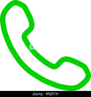 Symbole de téléphone icône - green simple contours, isolé - vector illustration Illustration de Vecteur