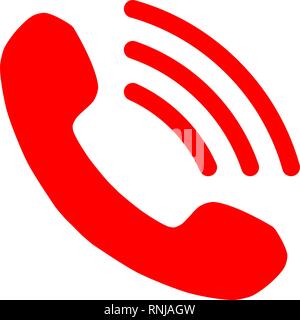 Téléphone avec des vagues'icône symbole - red simple, isolée - vector illustration Illustration de Vecteur