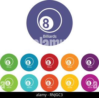 Billard icons set vector color Illustration de Vecteur