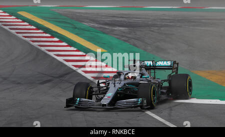 Mercedes Lewis Hamilton s'éteint pendant deux jours d'essais de pré-saison au circuit de Barcelona-Catalunya. Banque D'Images