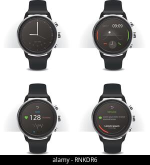 Smart Watch avec afficheur numérique Set vector Illustration Illustration de Vecteur