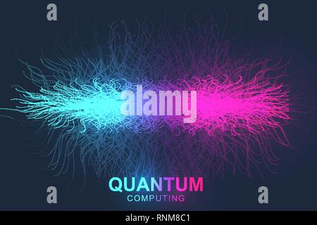 La technologie de l'ordinateur quantique concept. L'apprentissage en profondeur de l'intelligence artificielle. La visualisation d'algorithmes de big data pour les entreprises, de la science, de la technologie. Vagues Illustration de Vecteur