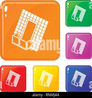 Balcon sous pavillon icons set vector color Illustration de Vecteur