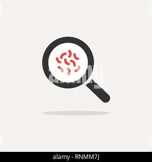 Loupe avec les germes. L'icône de micro-organismes bactériens couleur de l'ombre. Vector illustration Illustration de Vecteur