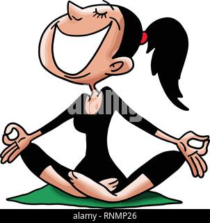 Cartoon femme assise dans une position du lotus faisant du yoga vector illustration Illustration de Vecteur