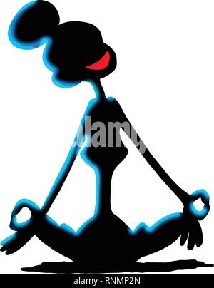 Cartoon femme assise dans une position du lotus faisant du yoga vector illustration Illustration de Vecteur