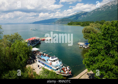 Vue du lac d'Ohrid du monastère de Saint-naum, lac Ohrid, Macédoine Banque D'Images