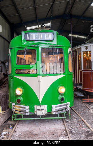 Heaton Park Le Tramway est un patrimoine vieux tramways tramway fonctionnant comme principale attraction de Heaton Park, Manchester. Banque D'Images